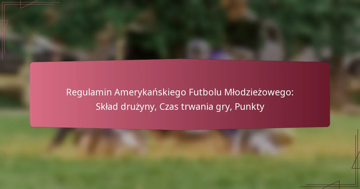 Regulamin Amerykańskiego Futbolu Młodzieżowego: Skład drużyny, Czas trwania gry, Punkty